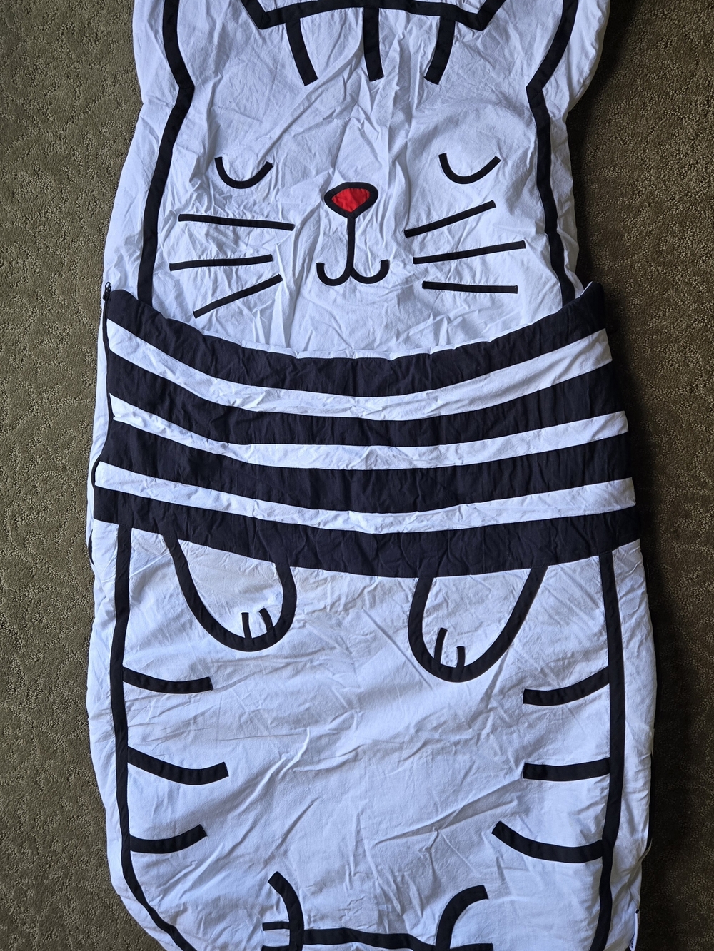 Cute Sleeping Bag for Children - White with Black Stripes